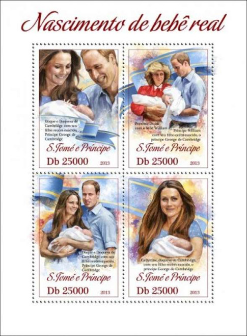 St Thomas - Prince George, Royal Baby - 4 Stamp Mint Sheet ST13501a