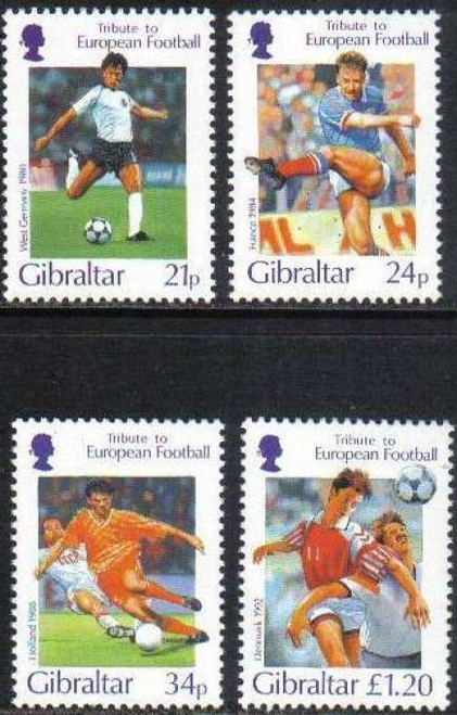 Gibraltar - 1996 European Football - 4 Stamp Set - Scott #707-10