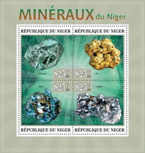 Niger - Minerals - 4 Stamp Sheet - 14A-146