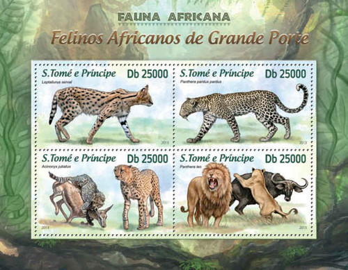 St. Thomas - African Wild Cats - 4 Stamp Sheet - ST13201a