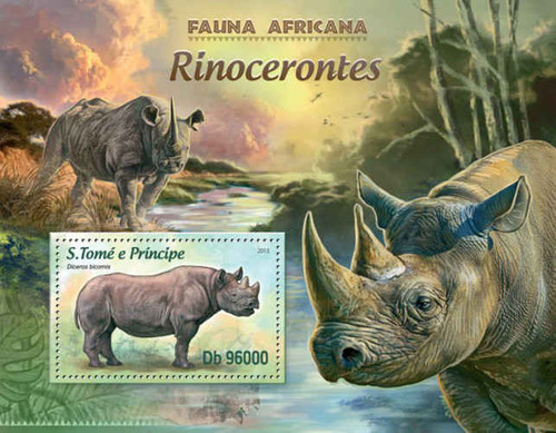 St. Thomas - Rhinos - Souvenir Sheet - ST13204b
