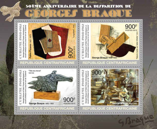 Central Africa - Georges Braque, Art - 4 Stamp Sheet - 3H-490