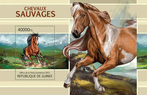 Guinea - Wild Horses - Mint  Stamp Souvenir Sheet - 7B-2105