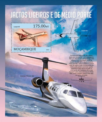 Mozambique - Cessna Citation X Jet - Souvenir Stamp - 13A-1185