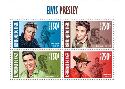 Niger - Elvis Presley on Stamps - 4 Stamp Mint Sheet - 14A-184
