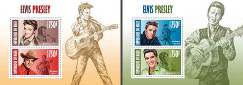 Niger - Elvis Presley on Stamps, Set of 2 Sheets with 2 Stamps 14A-186