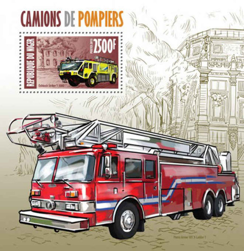 Niger - Fire Engines on Stamps - Mint Stamp Souvenir Stamp - 14A-189