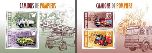 Niger - Fire Engines - 2 Two Stamp Sheets - 14A-190