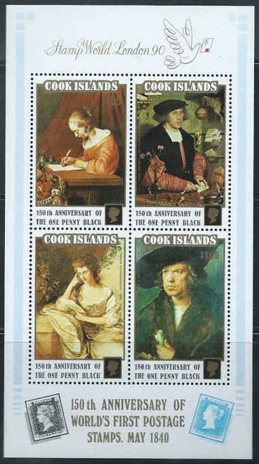 Cook Islands  1990 - Paintings  4 Stamp Sheet, Scott #1038 3L-027