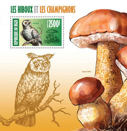 Niger - Owls & Mushrooms - Stamp Souvenir - 14A-217