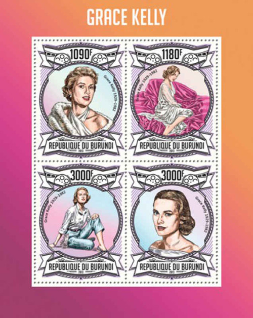 Burundi - Grace Kelly on Stamps - 4 Stamp Sheet - 2J-473