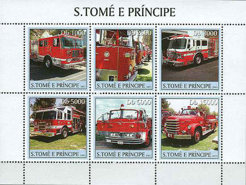 St. Thomas - Fire Engines, 6 Stamp Sheet - Scott #1472  ST3115