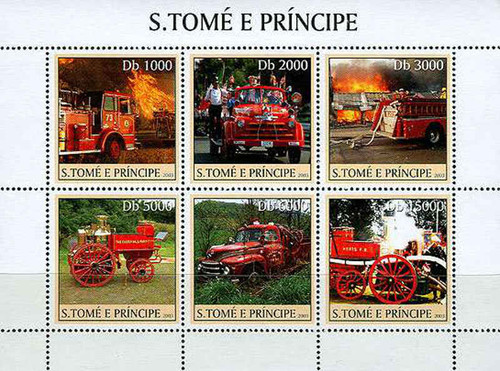 St. Thomas - Fire Engines, Scott #1471  6 Stamp Sheet - ST3117