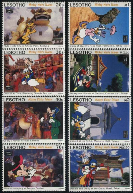 Lesotho - Disney Characters in Taiwan -Set of 8 Stamps + 2 S/S 12E-001