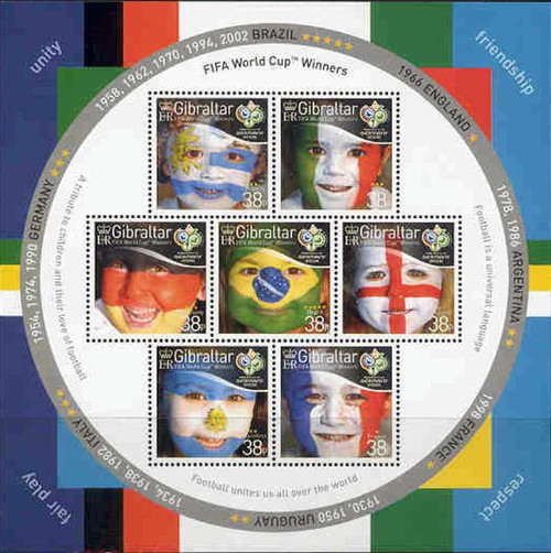 Gibraltar - Children's Faces Painted  with Flags - 7 Stamp Sheet #1039