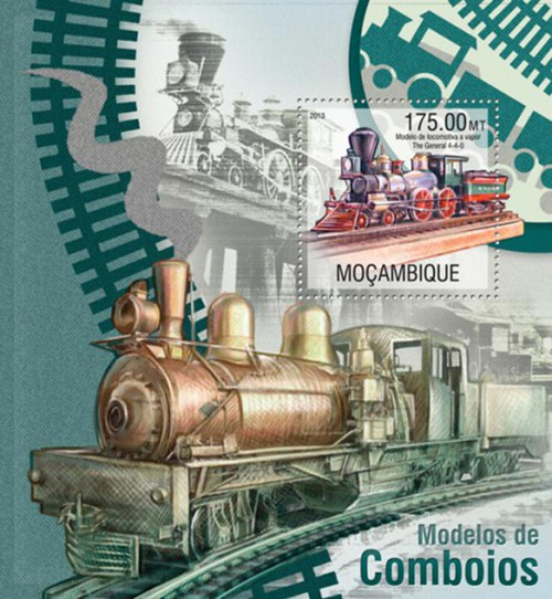 Mozambique - 2013 Trains on Stamps - Mint Stamp S/S - 13A-1241