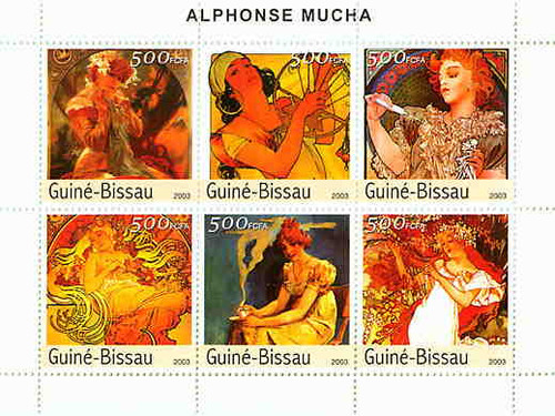 Guinea-Bissau - Mucha Paintings On Stamps GB3401-04 Guinea-Bissau - Mucha Paintings On Stamps GB3401-04