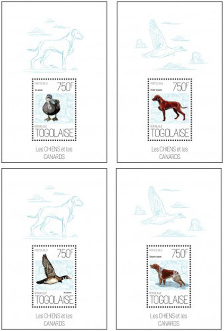 Togo - Dogs - Epagneul anglais - Ducks - 4 Stamp Set - 20H-658
