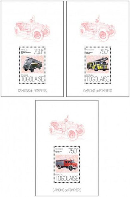 Togo - Fire Engines - Mercedes-Benz LAF 1113 - 3 Stamp Set - 20H-670