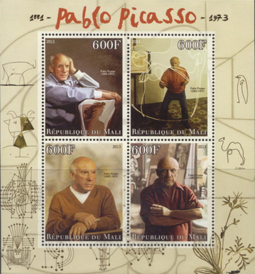 Mali - 2013 Pablo Picasso on Stamps - 4 Stamp Mint Sheet - 13H-369