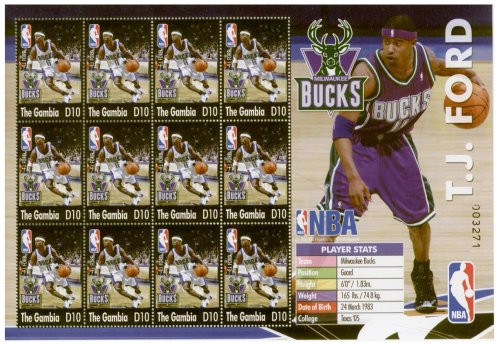 Gambia - T.J. Ford On Stamps #2895