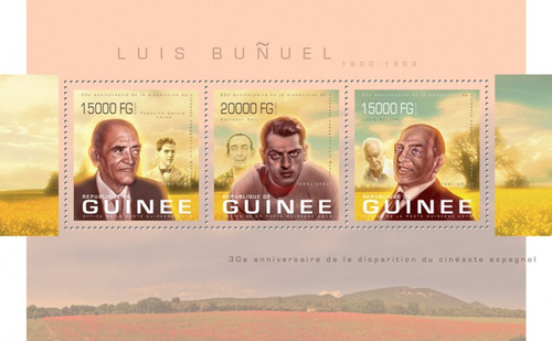 Guinea - Filmmaker Luis Bunuel - Salvador Dali - 3 Stamp Sheet 7B-2158
