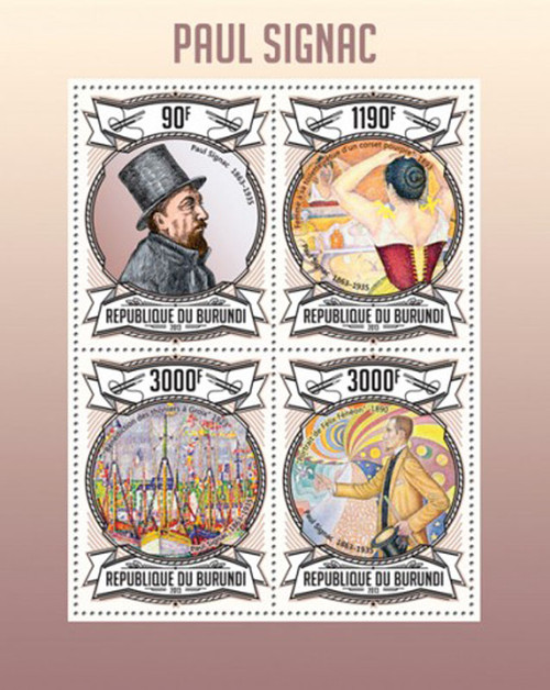 Burundi - French Artist, Painter Paul Signac - 4 Stamp Sheet - 2J-499