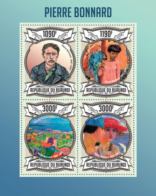 Burundi - French Artist, Painter Pierre Bonnard - 4 Stamp Sheet 2J-501