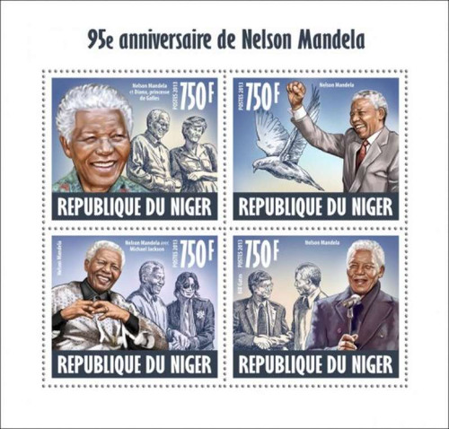 Niger - 2013 Nelson Mandela 95th Birthday - 4 Stamp Mint Sheet 14A-263