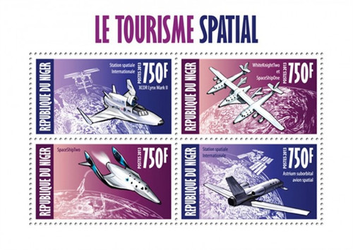 Niger - 2013 - Space Tourism on Stamps - 4 Stamp Mint Sheet 14A-228
