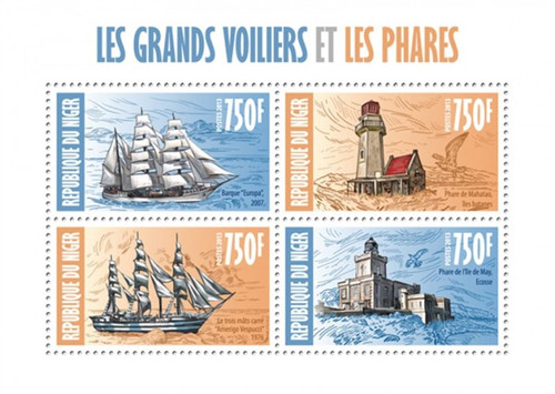 Niger - 2013 - Tall Ships and Lighthouses - 4 Stamp Mint Sheet 14A-244