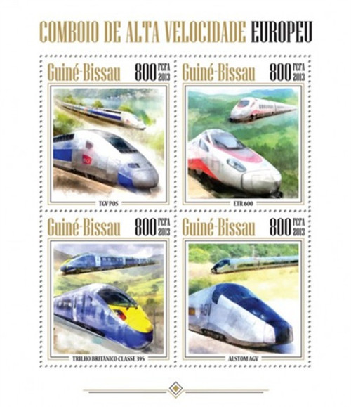 Guinea-Bissau - 2013 European Trains - 4 Stamp Mint Sheet GB13406a