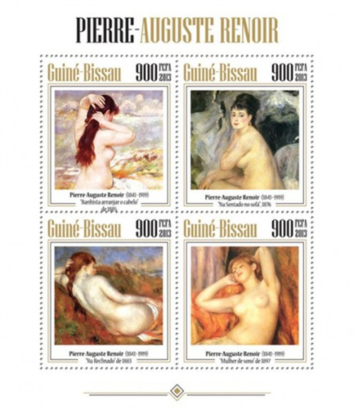 Guinea-Bissau - 2013 Renoir Paintings - 4 Stamp Mint Sheet GB13409a