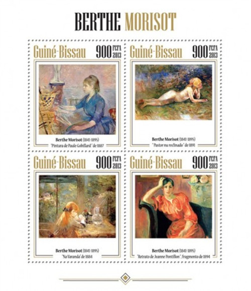 Guinea-Bissau - 2013 Morisot Paintings - 4 Stamp Mint Sheet GB13410a