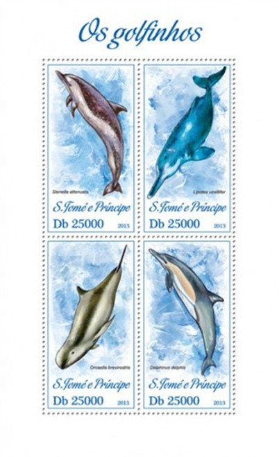 St Thomas - 2013 Dolphin Stamps - 4 Stamp Mint Sheet ST13403a