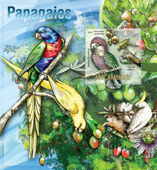 Mozambique-2013 Parrots on Stamps Mint Stamp Souvenir Sheet 13A-1289