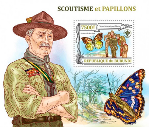 Burundi - 2013 Robert Baden Powell Butterflies Souvenir Sheet 2J-518