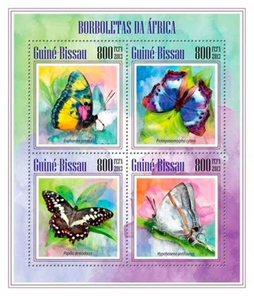 Guinea-Bissau - 2013 Butterflies of Africa Mint 4 Stamp Sheet GB13506a