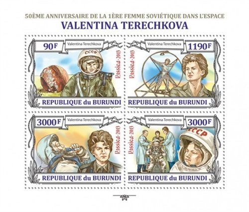Burundi - 2013 Terechkova 50th Anniversary - 4 Stamp Sheet - 2J-547