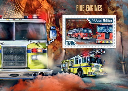 Maldives - 2013 Fire Engines - Stamp Souvenir Sheet - 13E-073