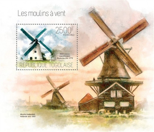 Togo - 2013 Melin Llynnon Windmill - Stamp Souvenir Sheet - 20H-759