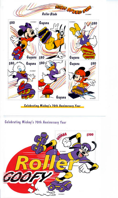 Guyana - 1999 Disney Sports on Wheels 3-6 Stamp Sheets + 3 S/S 7C-011