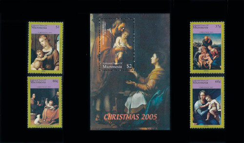 Micronesia 2005 Christmas 4 Stamp Set + Souvenir Sheet MNH 13Q-064