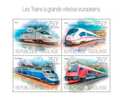 Togo 2013- High Speed Trains of Europe Mint  4 Stamp Sheet 20H-776