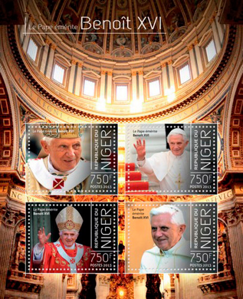 Niger-2013 Pope Benedict Emeritus  XVI Mint 4 Stamp Sheet 14A-292