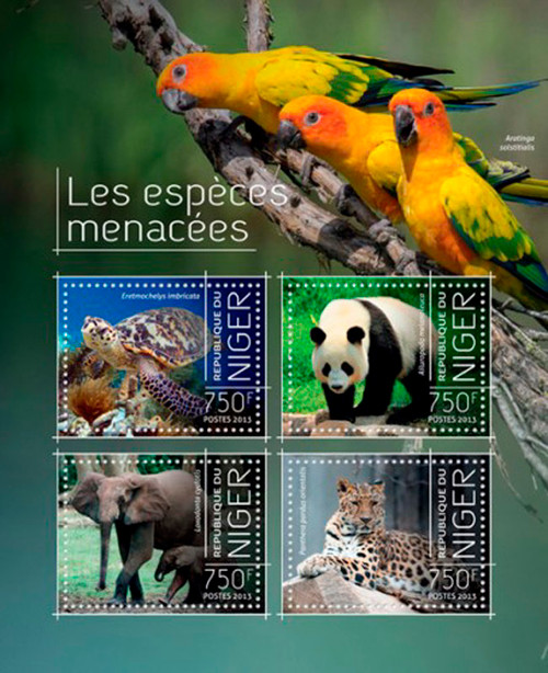 Niger-2013 Endangered World Wildlife Mint 4 Stamp Sheet 14A-304