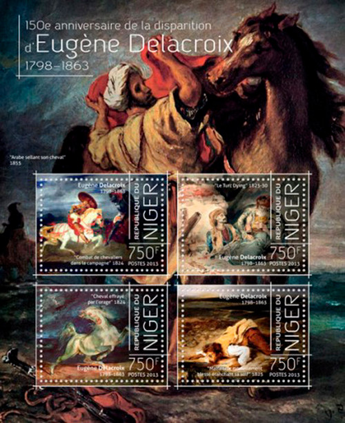 Niger-2013 French Romantic Artist Eugene Delacroix 4 Stamp Sheet 14A-306