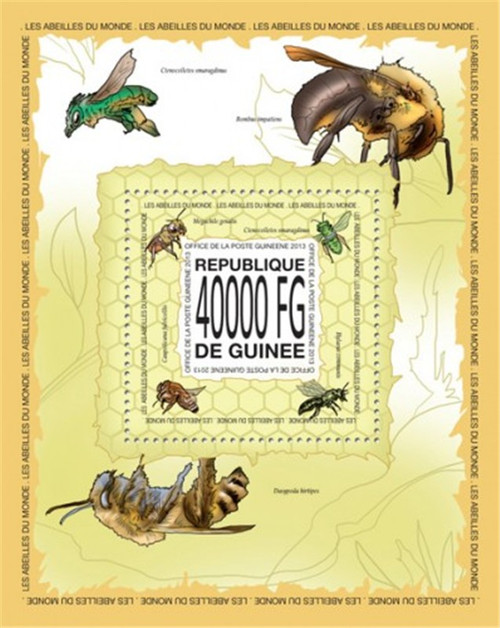 Guinea - 2013 Bees of the World - Stamp Souvenir Sheet - 7B-2244
