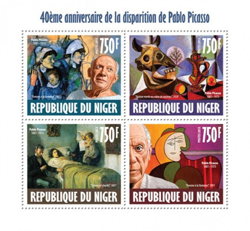 Niger - 2013 Pablo Picasso 40th Anniversary - 4 Stamp Sheet - 14A-318