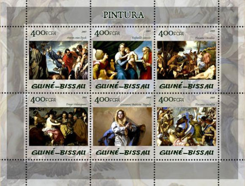 Guinea-Bissau - Paintings On Stamps, Sheet of 6 GB5109a